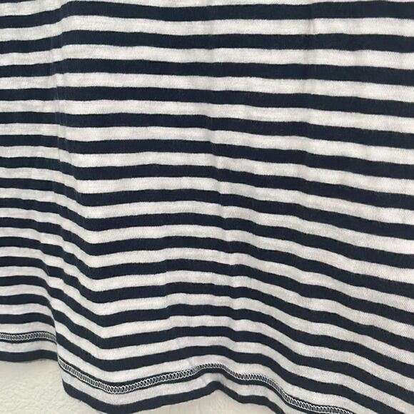 NWOT - white and navy striped long sleeve scoop neck shirt - Picture 2 of 5